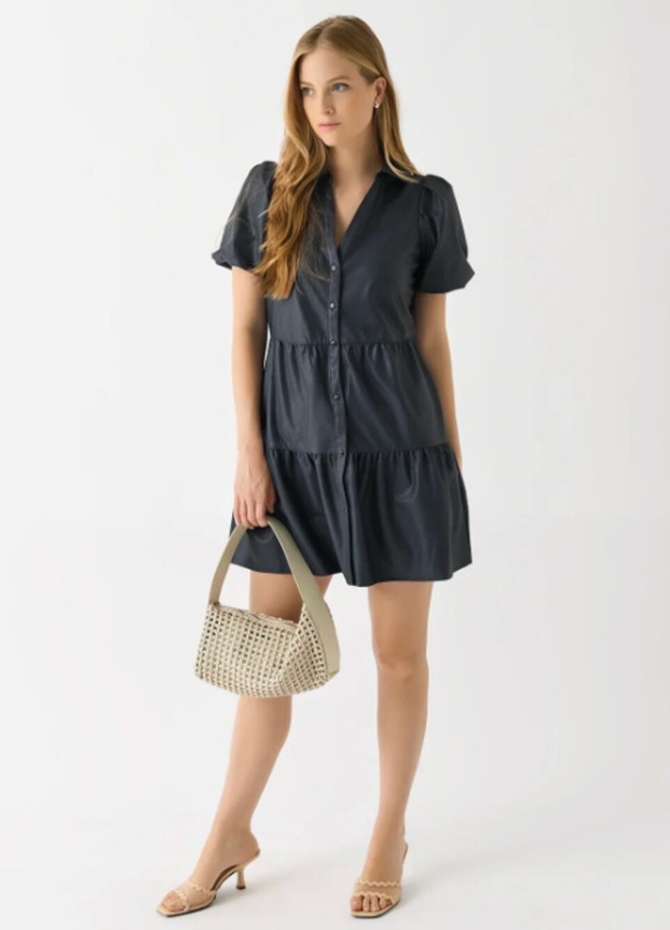 Brochu Walker The Havana Vegan Leather Mini Dress size M medium